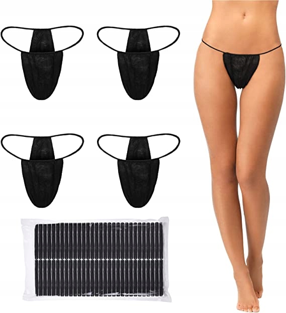 

100 sztuk Stringi jednorazowe czarne damskie Spa