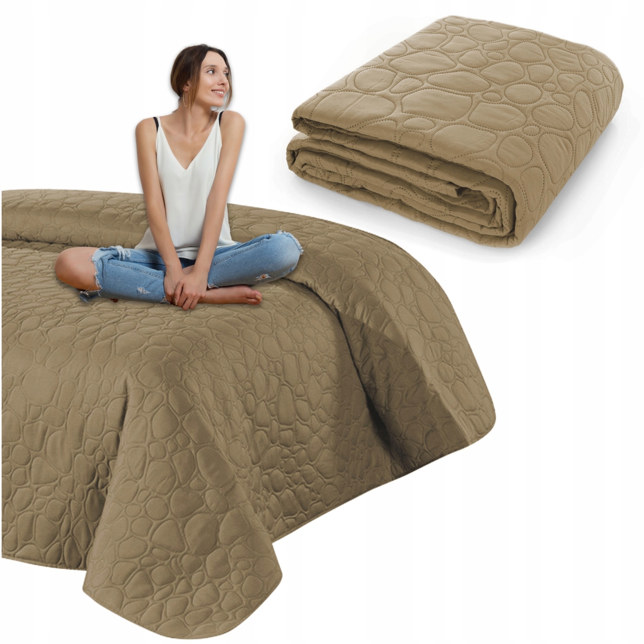 Přikrývka na postel gauč 200x220 na rohovou pohovku prošívaná pléd Nicole