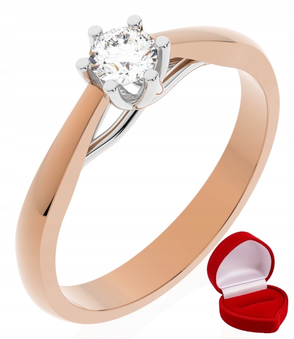 Zlatý Zásnubní Prstýnek 585 14k Briliant Lab 0,24 ct Růžové Zlato R7