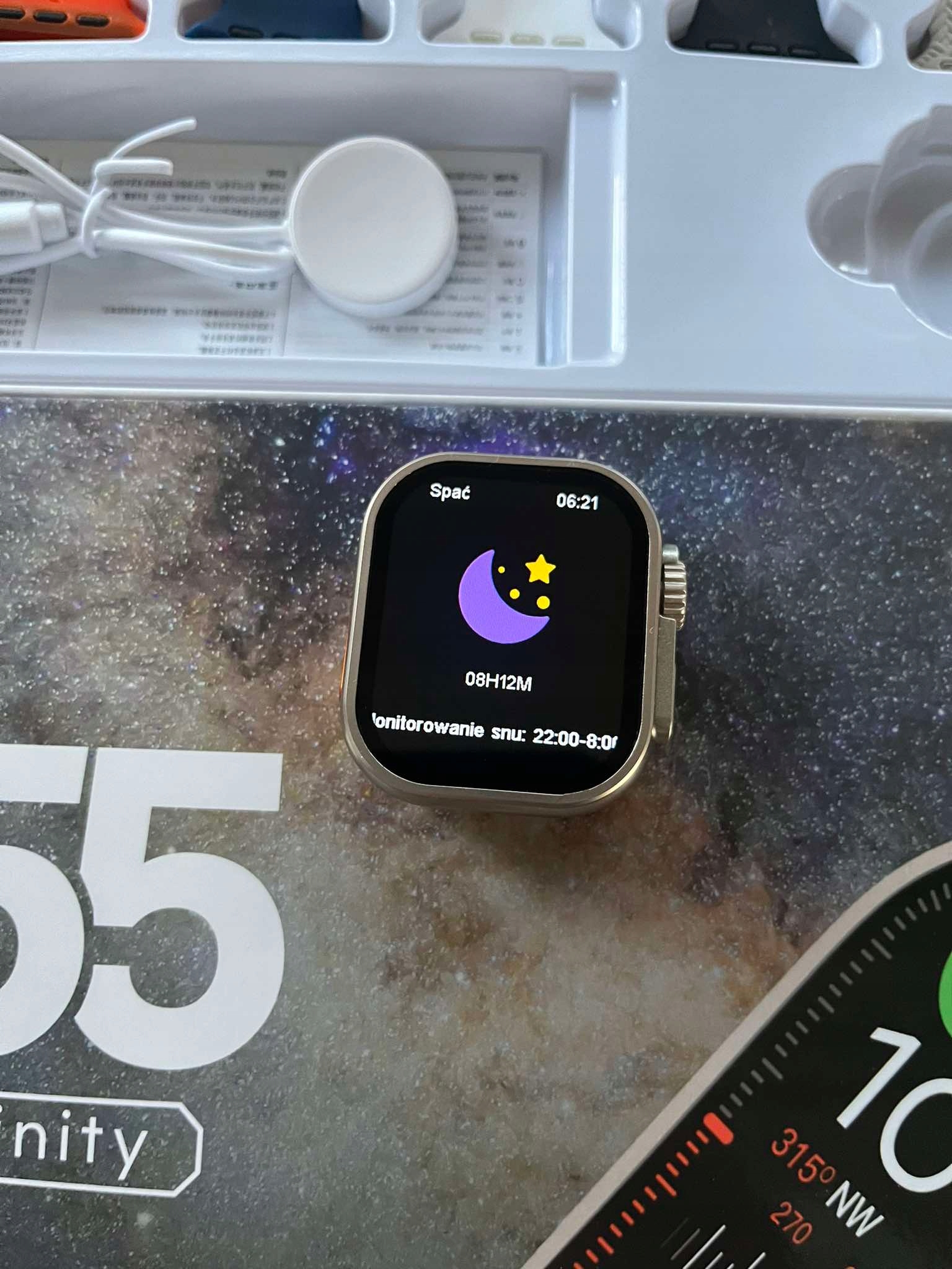 SMARTWATCH V55 ULTRA INFINITI + 7 STRIPES PULSE TALK SMS GPS ŽAIDIMAS Korpuso formos stačiakampis