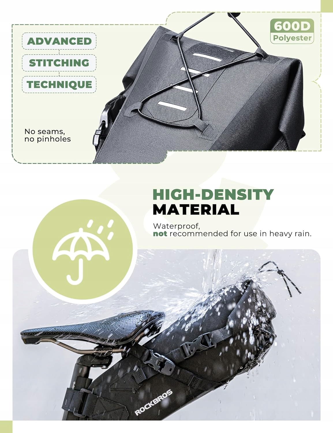 ROCKBROS Torba na Siodełko Bikepacking 3L Torebki Podsiodłowe Wodoodporna Marka RockBros
