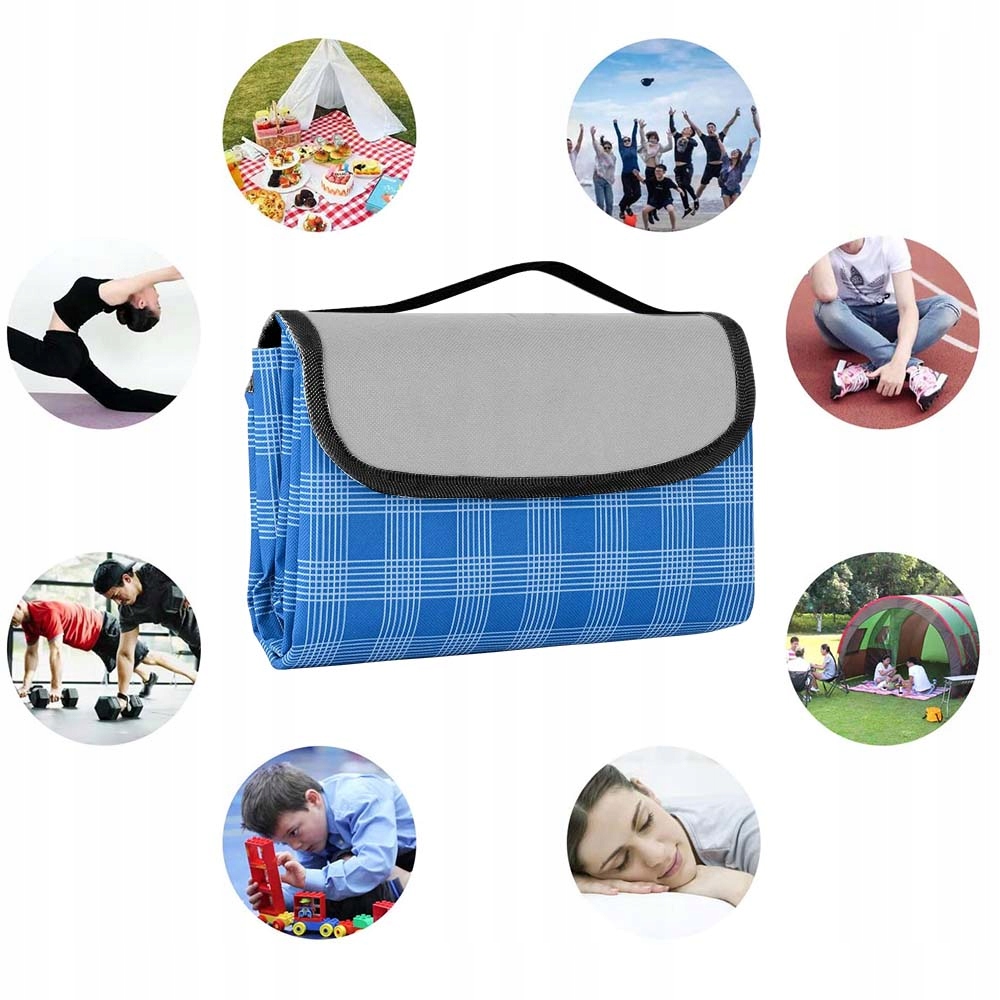 DUŻY SKŁADANY KOC PLAŻOWY PIKNIKOWY WODOODPORNY NA PIKNIK BIWAK 150x80 Kod producenta 06634