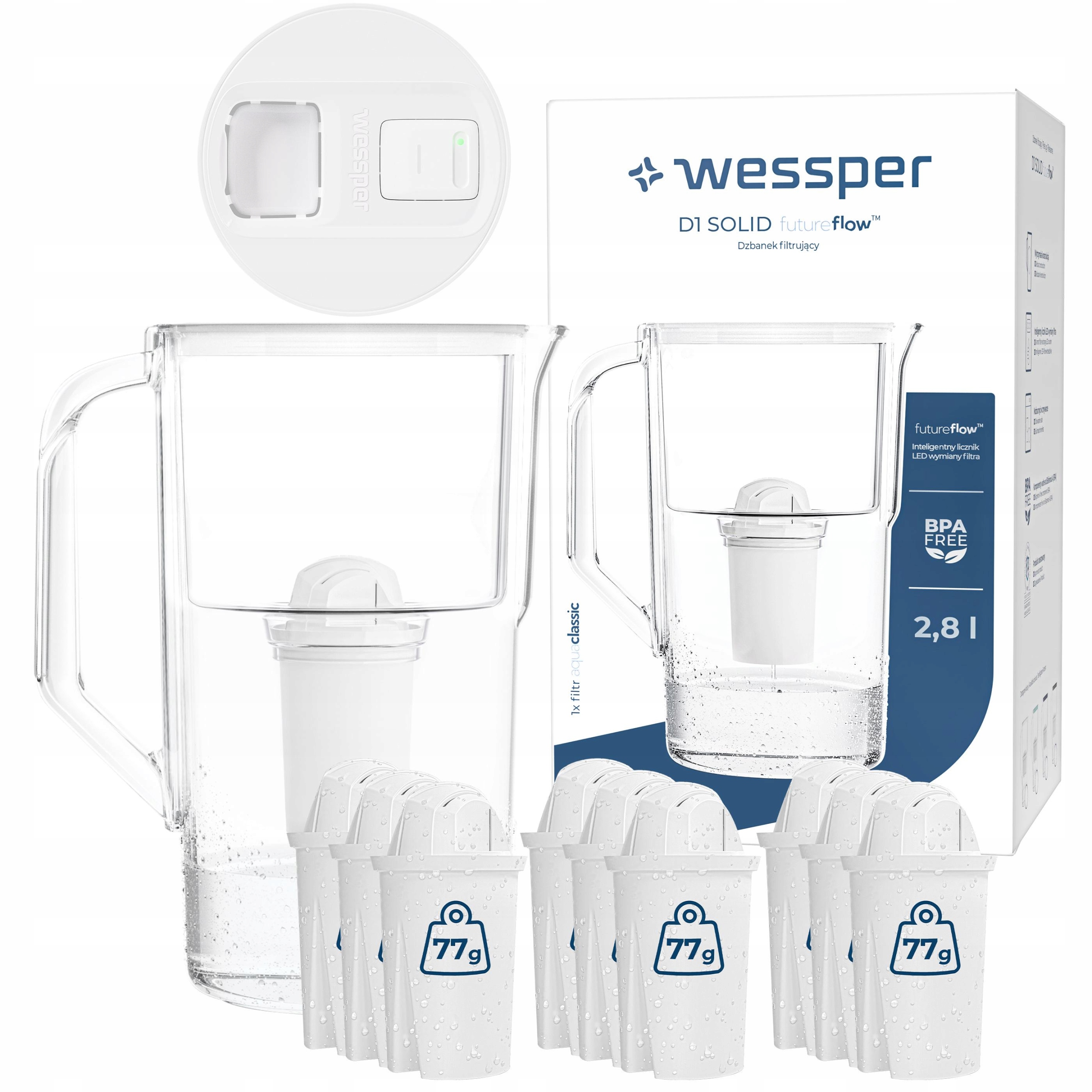 Filtrační konvice Wessper D1 Solid FutureFlow 2,8 l 10x aquaclassic filtr