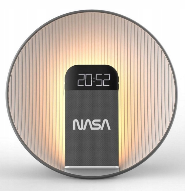 Bluetooth reproduktor, nabíjecí hodiny, Qi Led lampa, bílý šum, alarm Nasa SPC600