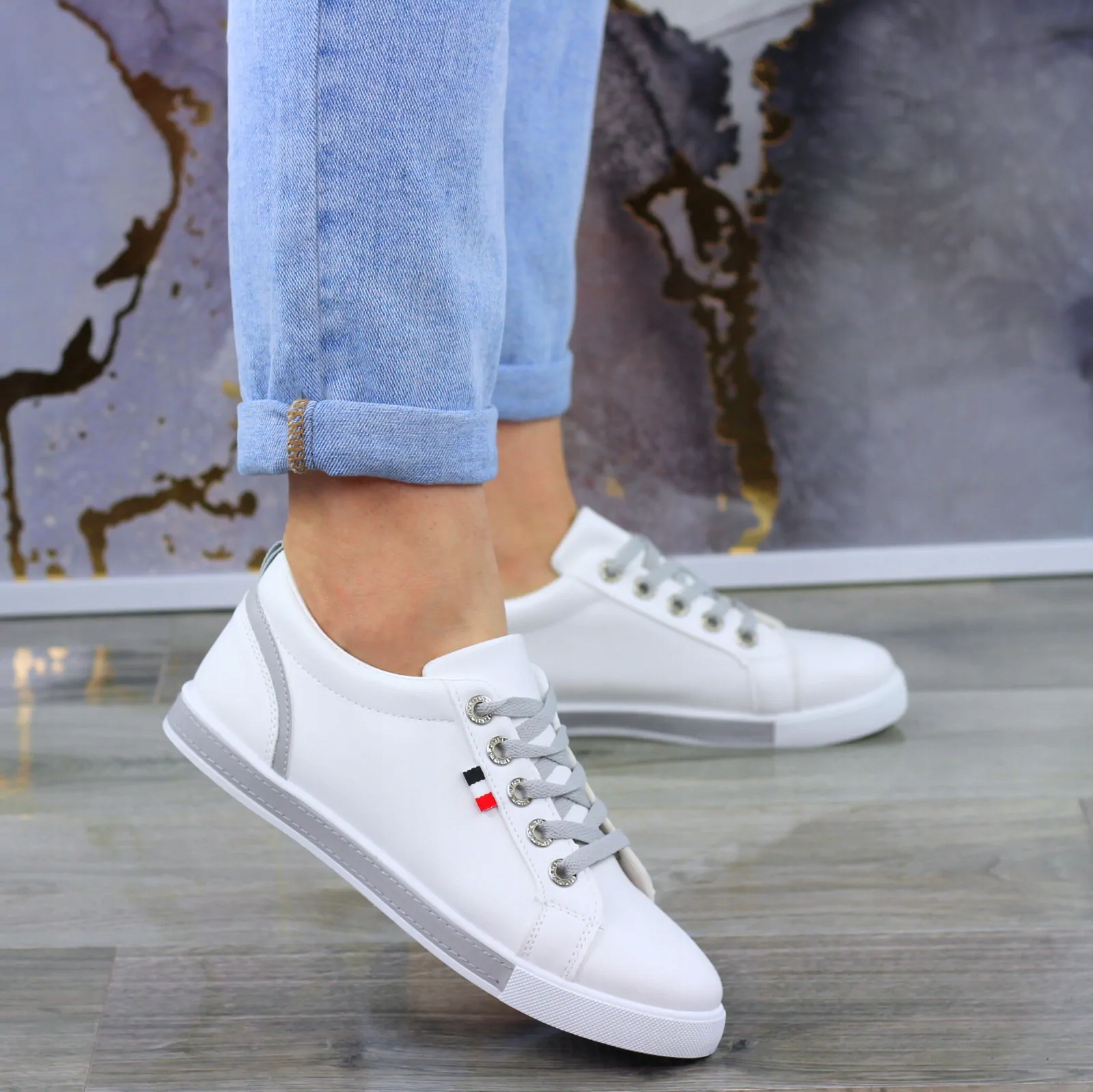 BIAŁE TENISÓWKI TRAMPKI DAMSKIE FASHION Marka inna