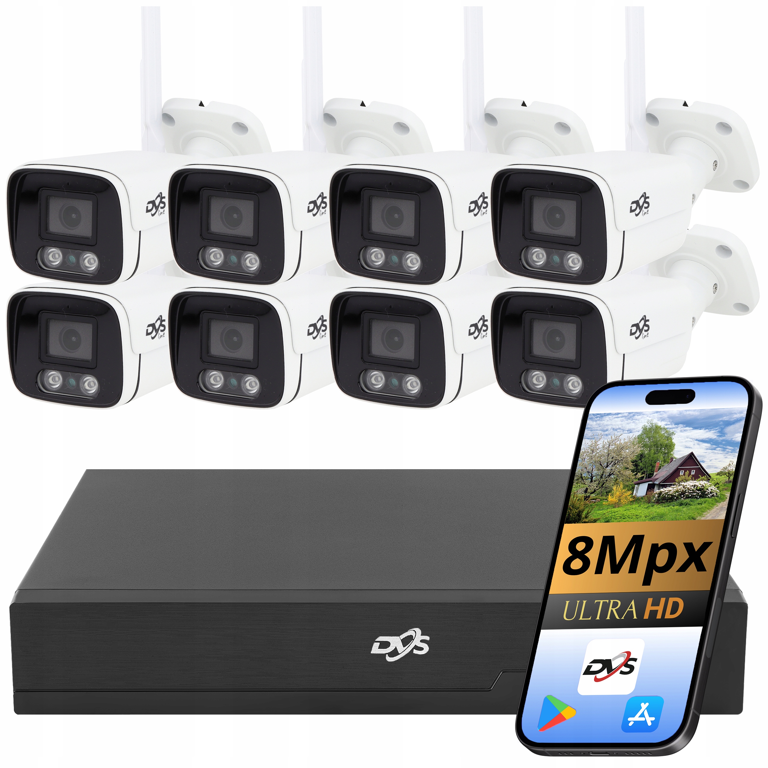 Venkovní Monitorování 8 Kamer Ip Wifi 8MPX 4K Rekordér Vzdálený Náhled