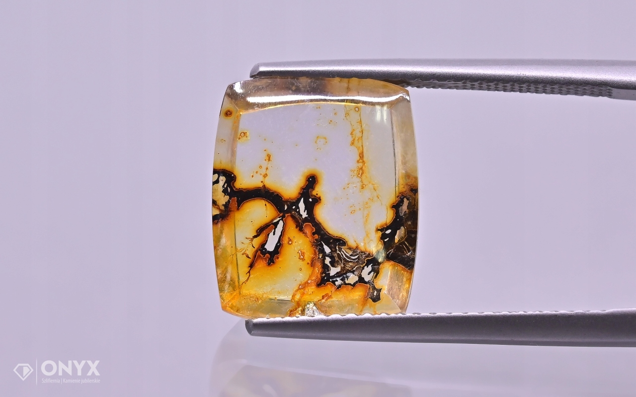 Křemen dendrit konvexní dlaždice cushion 13,5x11 mm