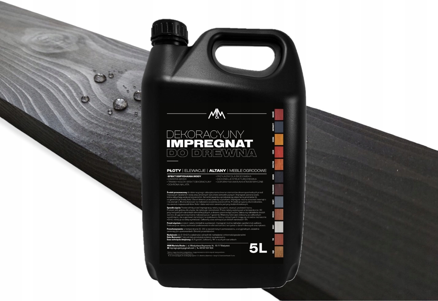 

Impregnat farba do drewna heban 5l Z Woskami