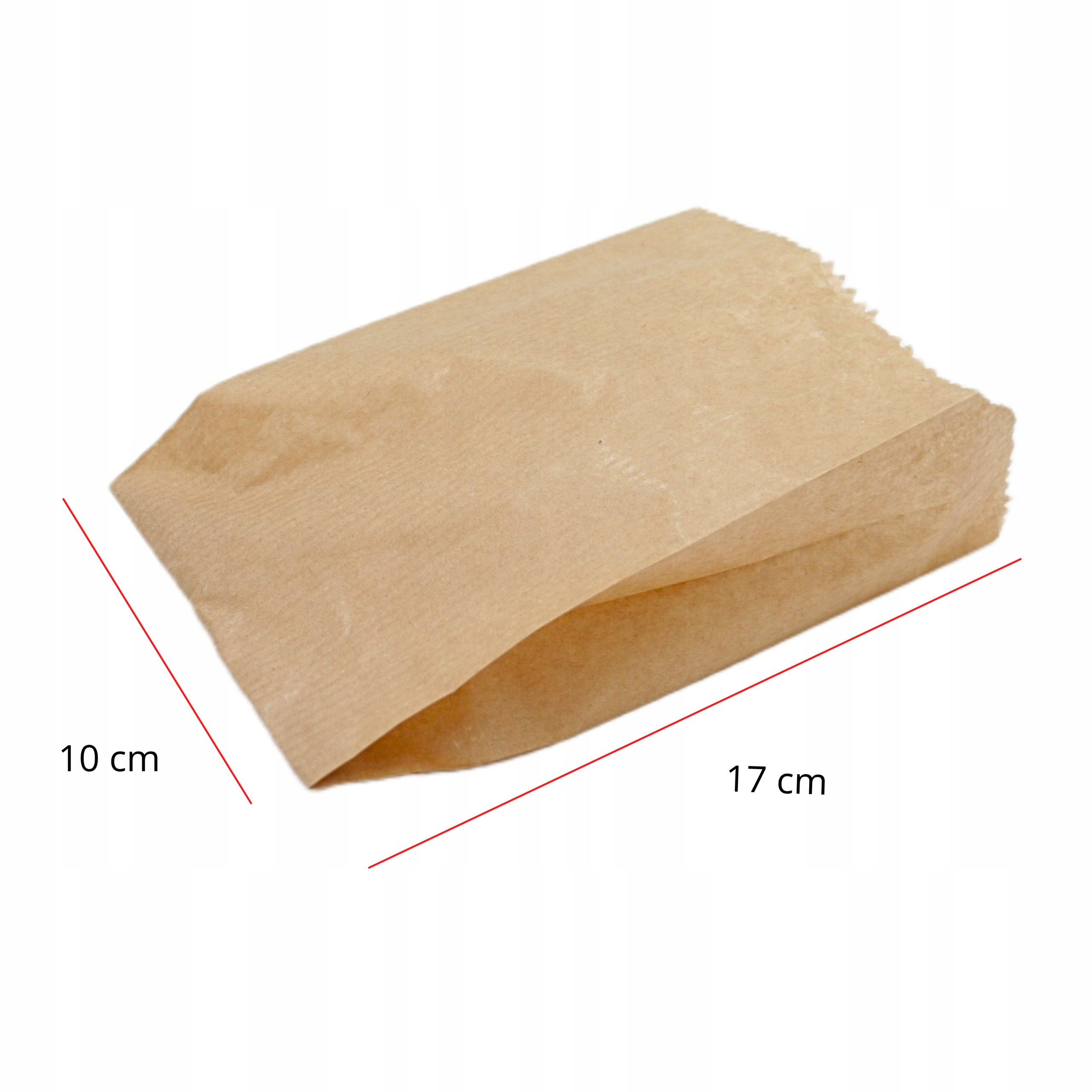 Torebki papierowe śniadaniowe fałdowe 10×17 cm 100 sztuk brązowe atestowane Marka inna