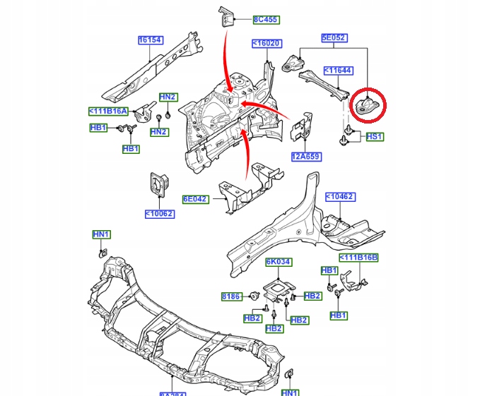 Držák Blatníku Levý S-max/galaxy 09-15 1694049 6G9N-5E053-AC