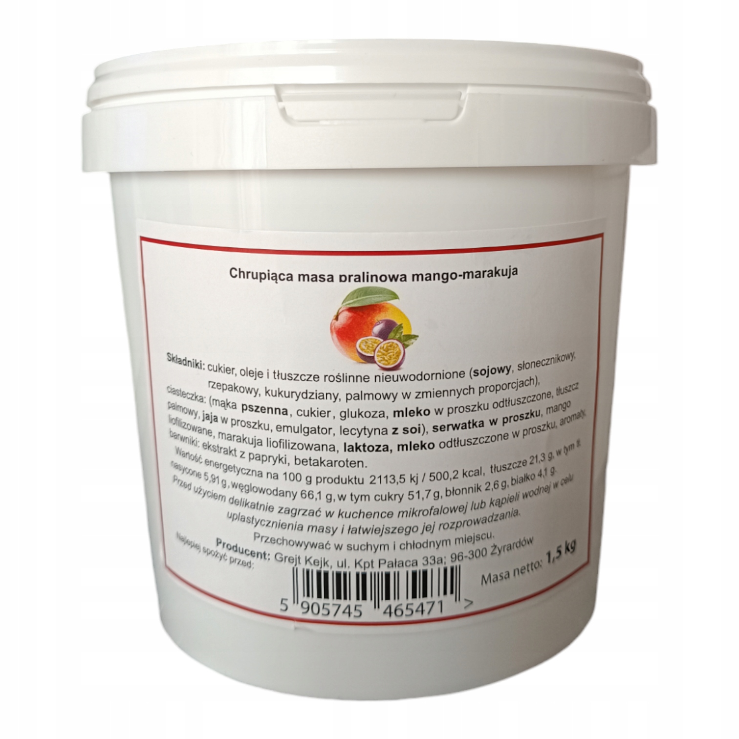 Chrupiąca masa do tortu pralina 1,5kg mango-marakuja