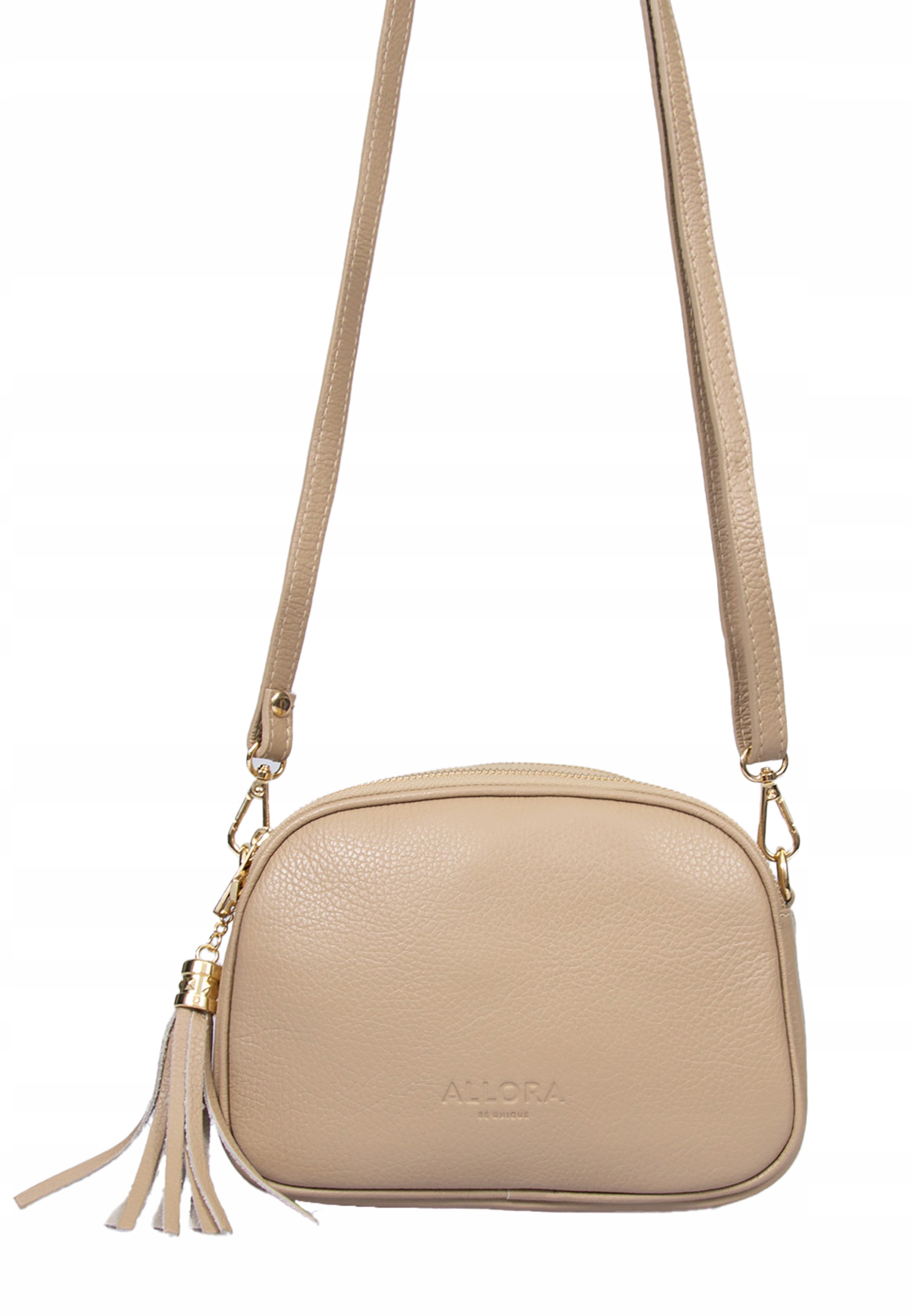 Malá béžová kabelka Módní Kabelka Přes Rameno s přívěskem z přírodní kůže