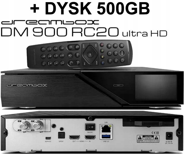 Dreambox DM900 RC20 Ultra Hd 4K (2 X DVB-S2X Ms) Dysk 500GB