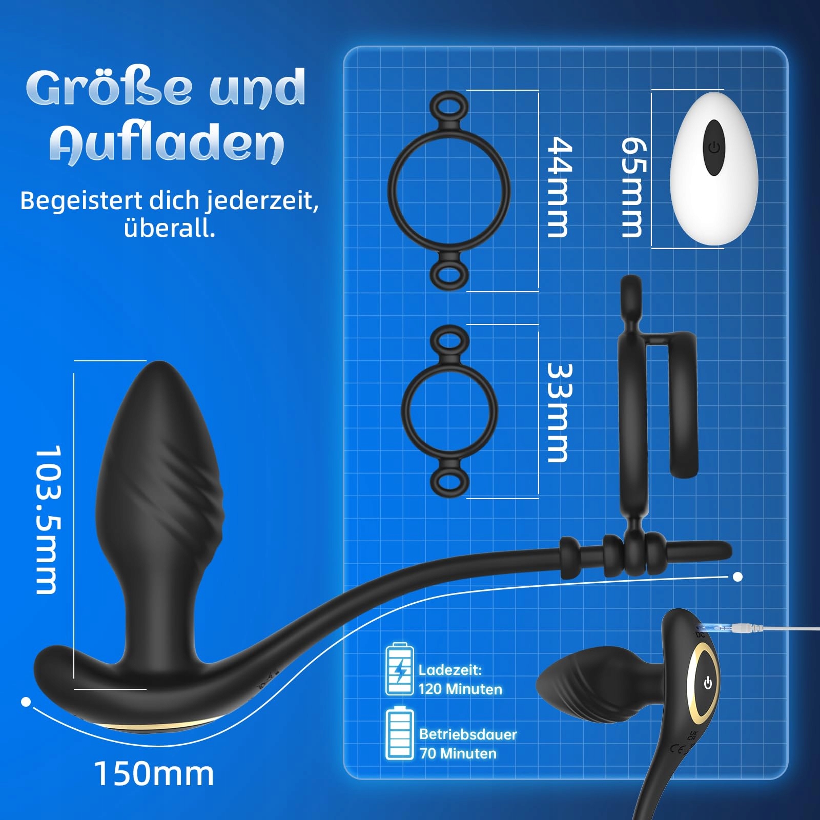 ANAL VIBRATOR DLA MĘŻCZYZN Z APLIKACJĄ I PIERŚCIENIEM NA PENISA — miniatura 8
