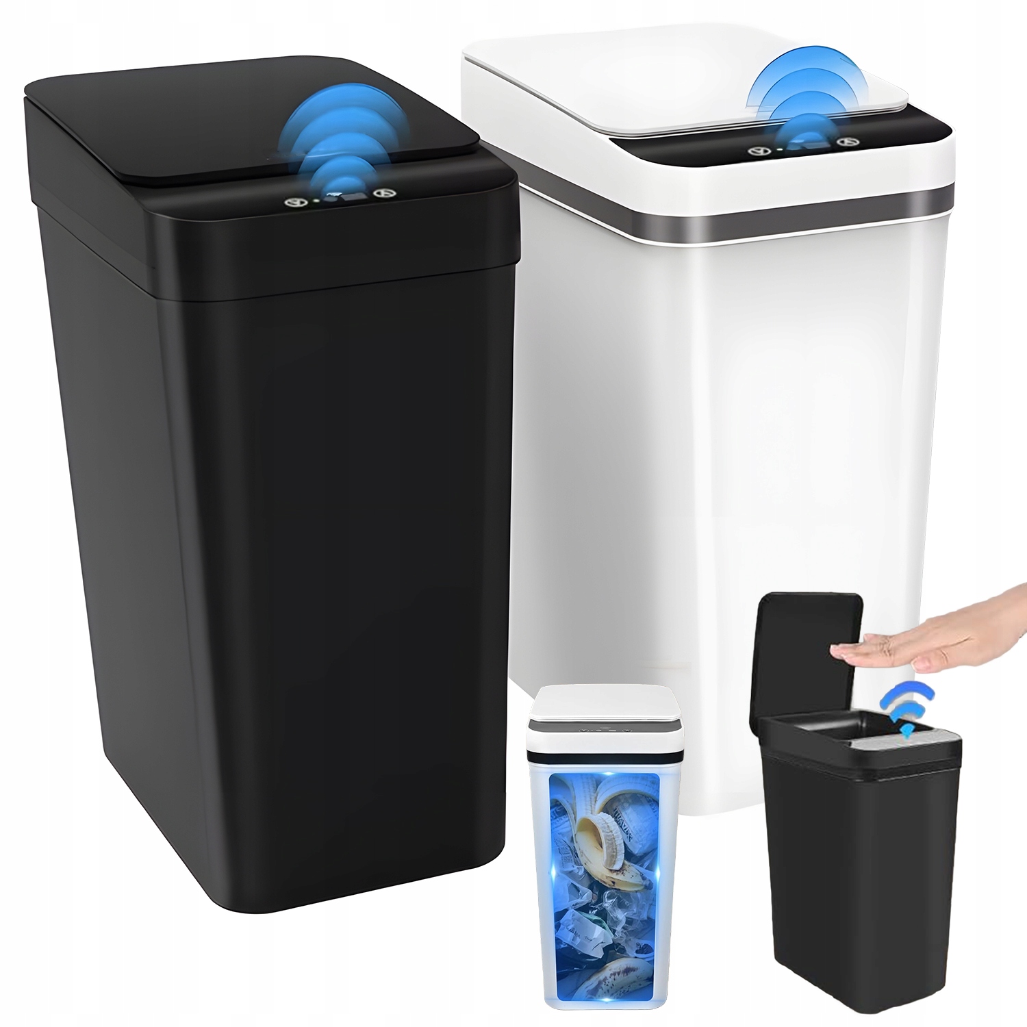 2 X Inteligentny Kosz Loft Na Śmieci Odpady Wąski Łazienki 8,5L, Z Czujnik