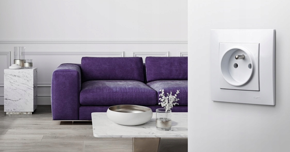 SZAFIR Gniazdo pojedyncze z uziemieniem BIAŁY Kolor biały