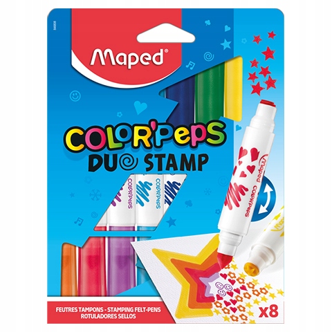 Flamastry dwustronne z pieczątkami 8 kolorów MAPED