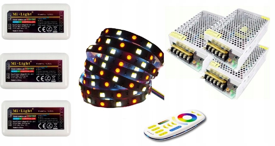 Hotová sada Led pásků Rgbcct 5050 Mi-light bílá teplá studená barva 30 m