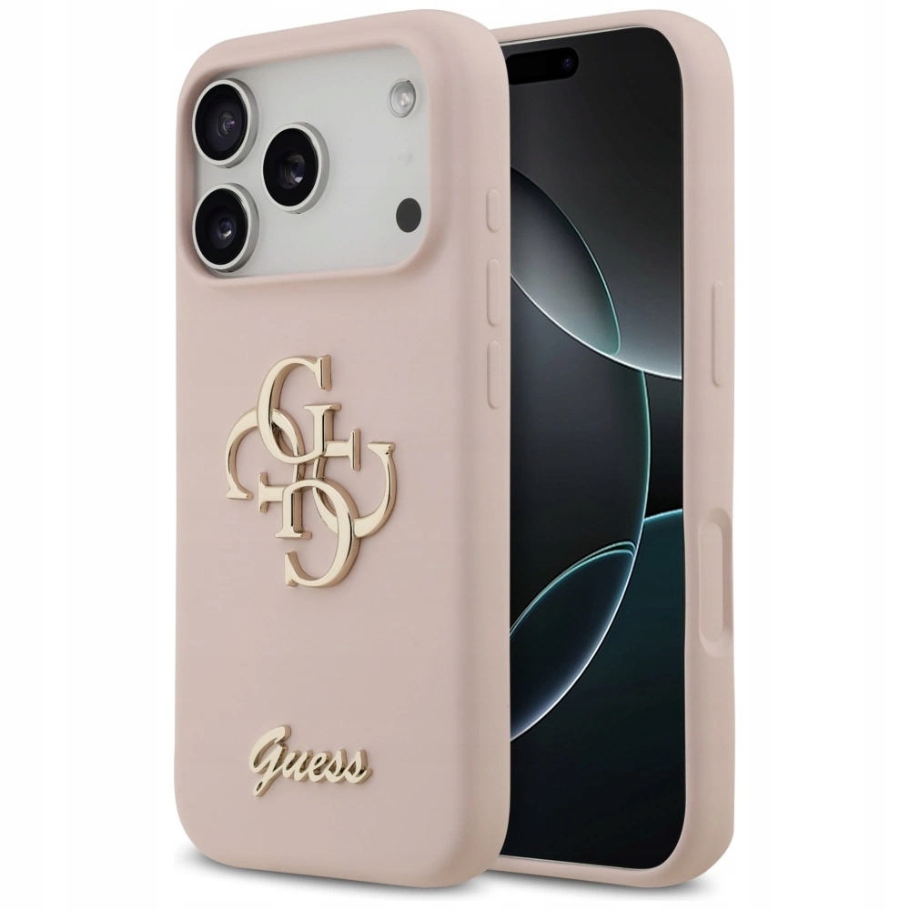 Pouzdro Guess Silicone Big 4G Script pro iPhone 17 Pro růžové