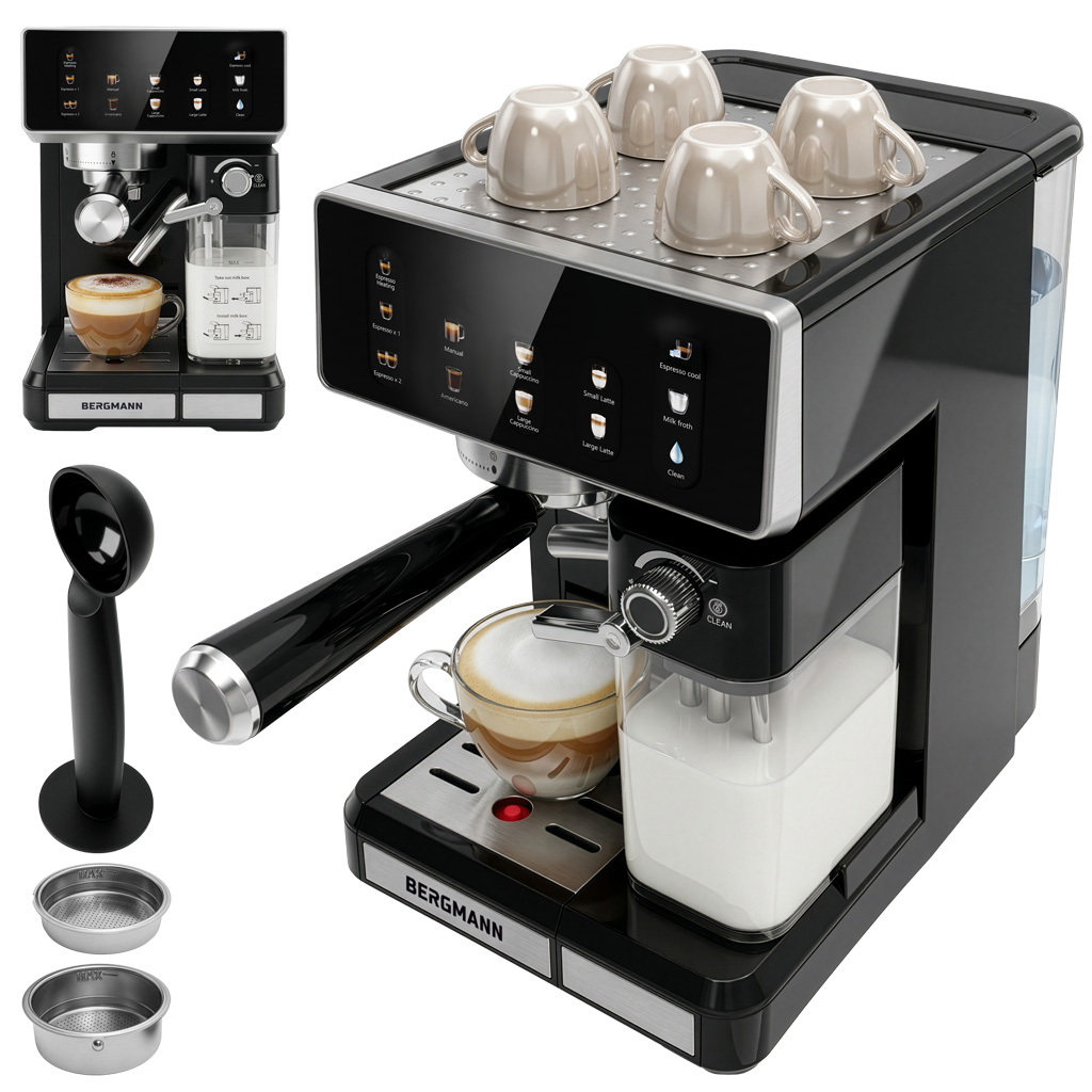 Ekspres do kawy ciśnieniowy kolbowy Bergmann 20 bar Cold Brew spieniacz