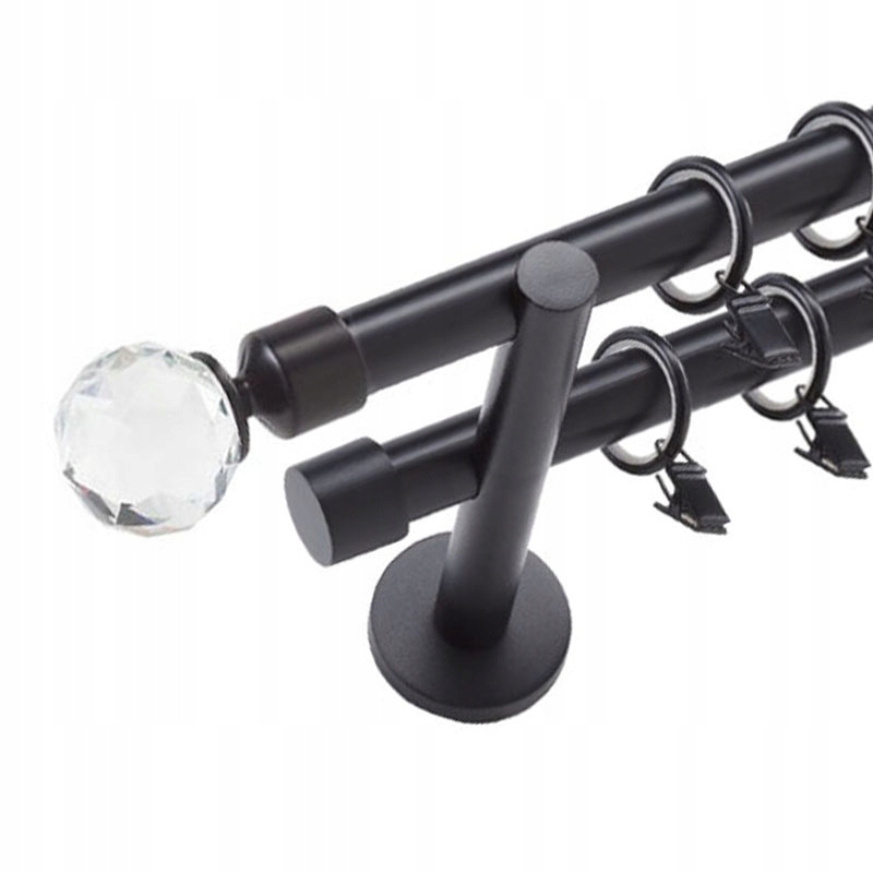 

Karnisz Podwójny 19+19 mm kryształowe końce 480 cm