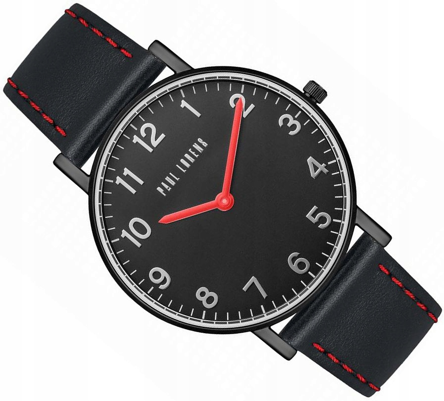 Pánské Hodinky Paul Lorens PL11989A5-1A3 Černé S Červenými Ručičkami