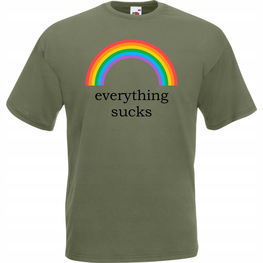 

Koszulka everything sucks tęcza XL oliwkowa