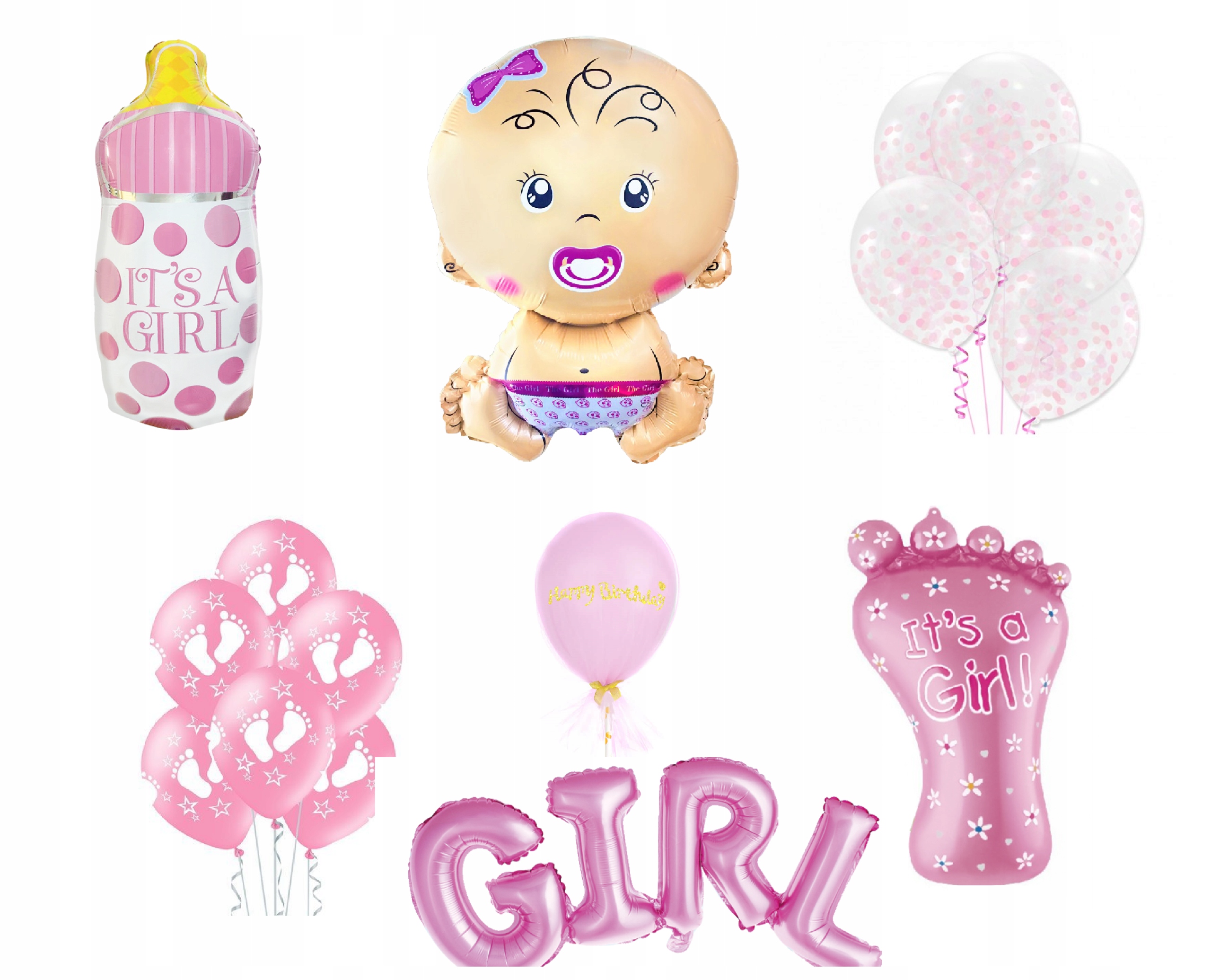 

Zestaw Baby Shower Balony Narodziny Dziecka Girl