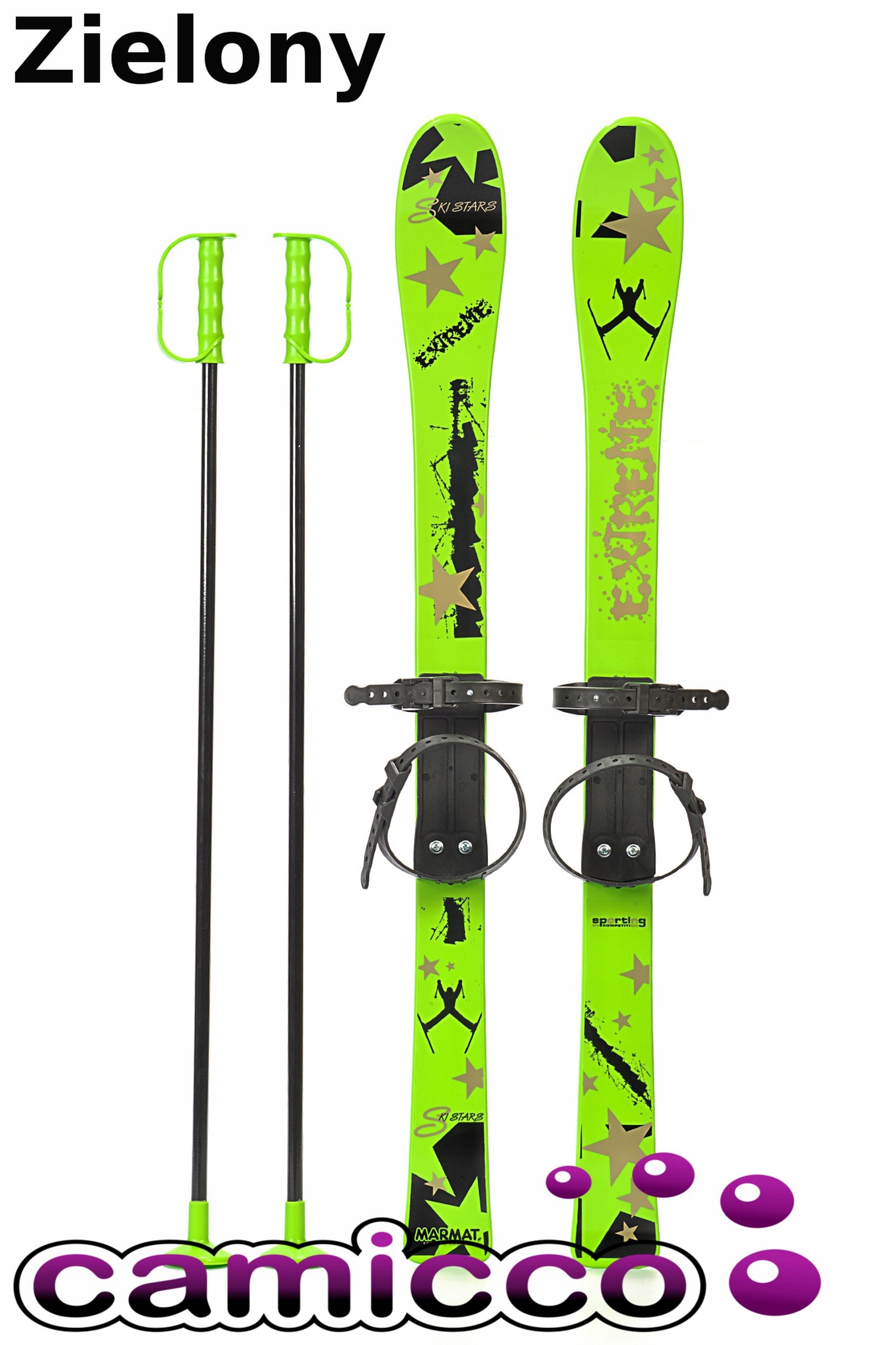 Narty 90 cm dla dzieci KIJKI wiązania na BUTY HIT Model MARMAT