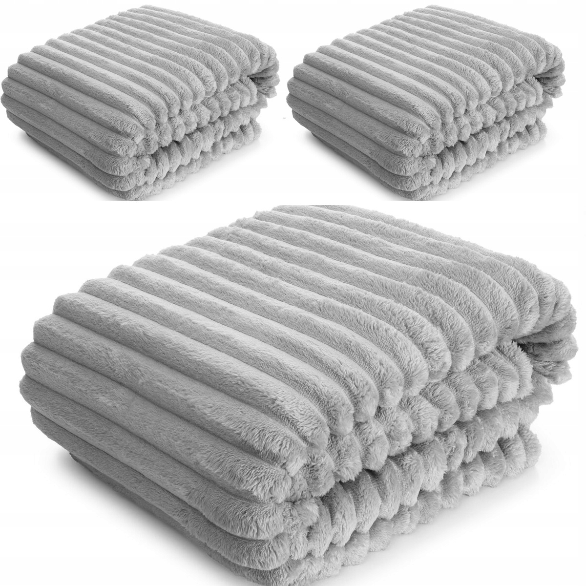 Jasno Szary Komplet Narzuty Na Kanape I Fotele 170X210+ 2 X 70X160