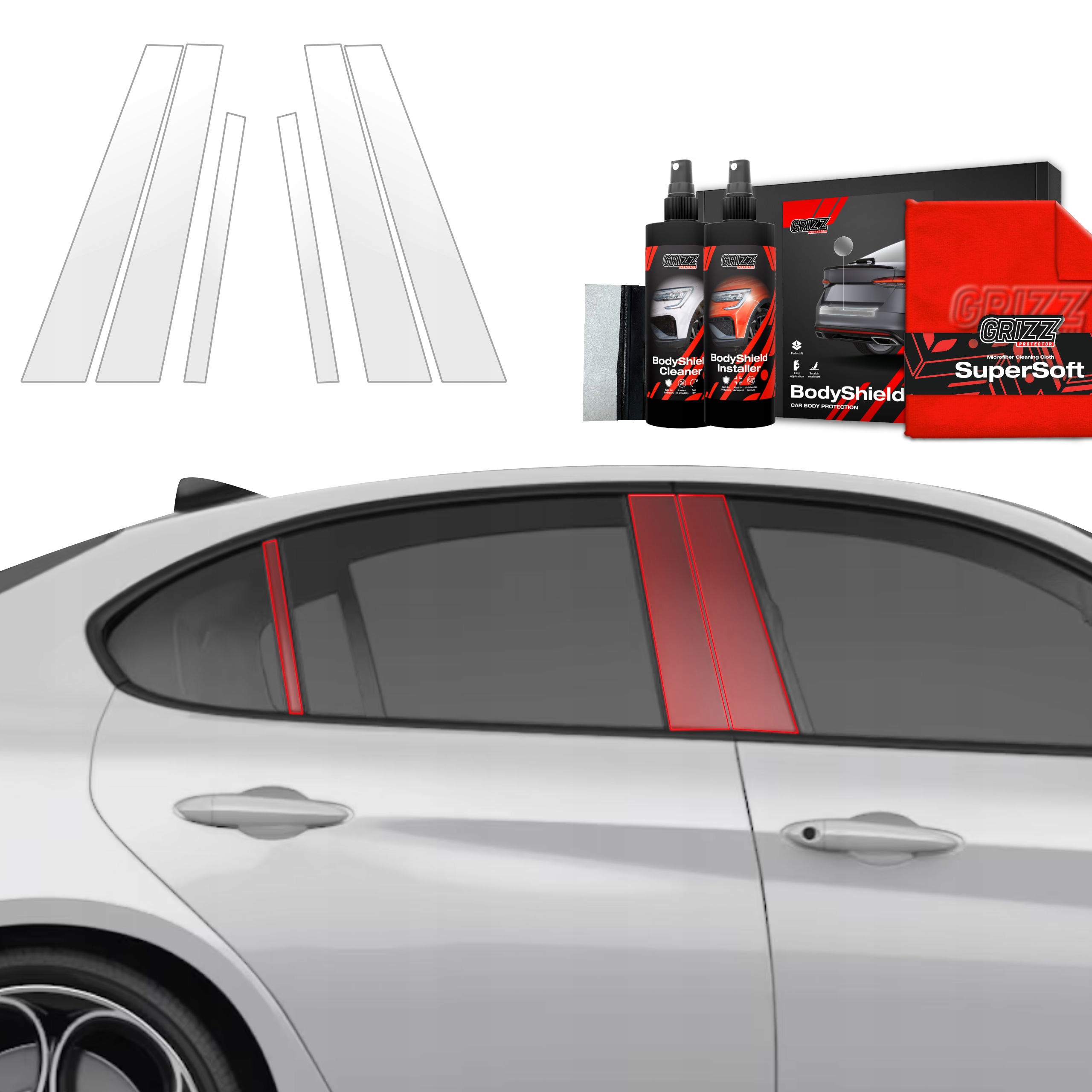 6v1 Fólie Ppf na sloupky pro Alfa Romeo Giulia (2023-2025) Grizz