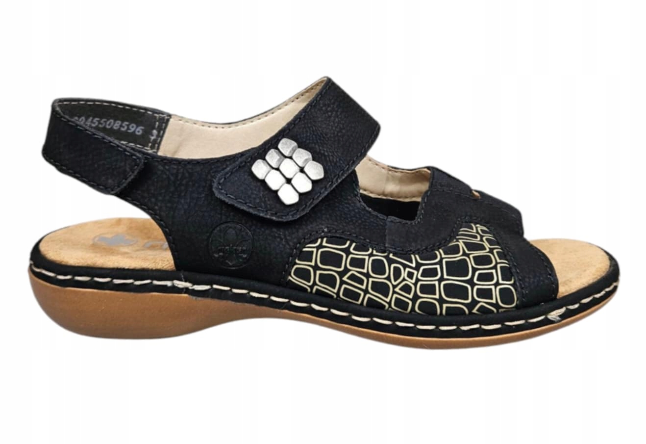 Rieker Dámské Sandály Na Suchý Zip S Plochým Podpatkem 65989-01 Černé vel. 36