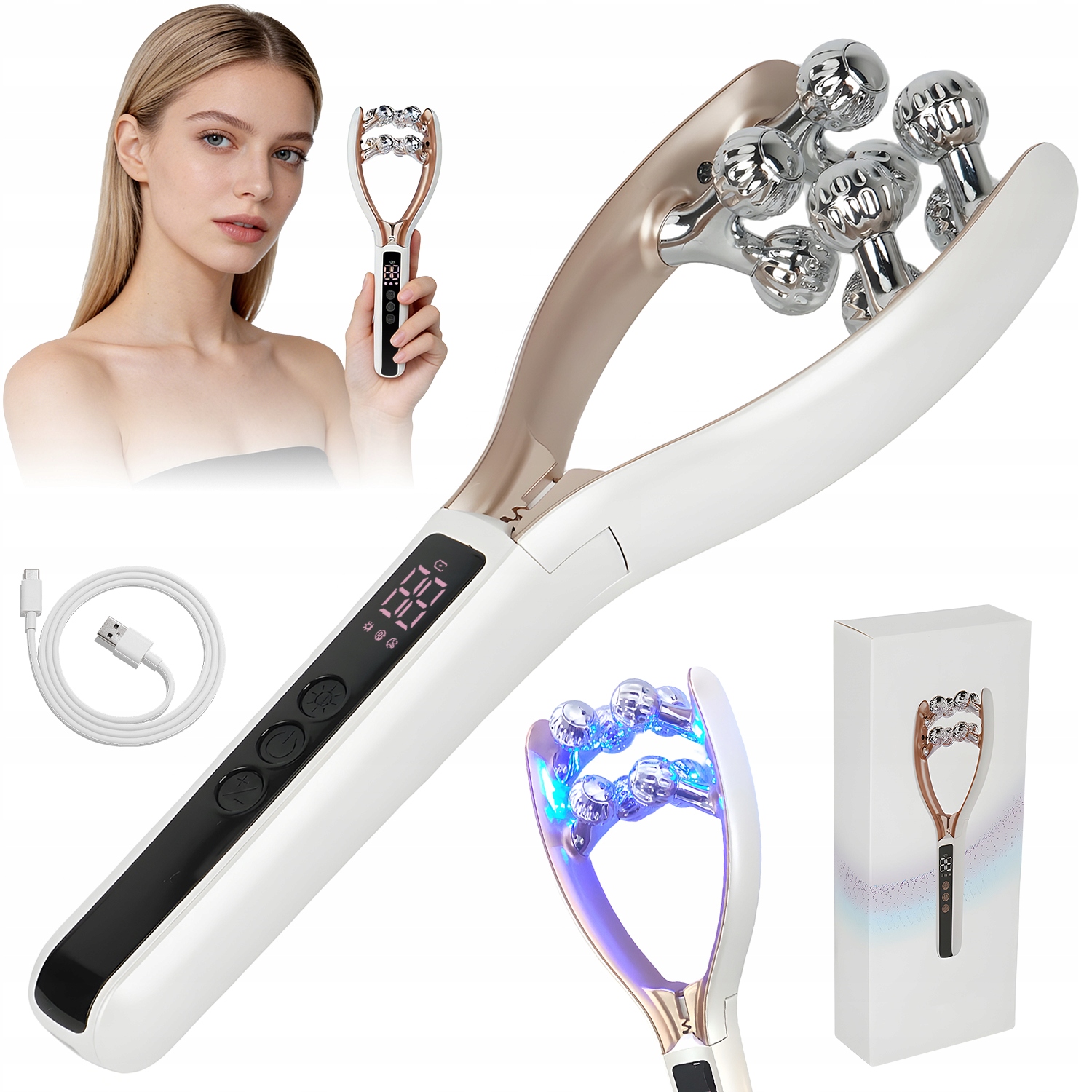 Elektrický masér Na Obličej A Krk Vibrační Roller Zpevňující lifting