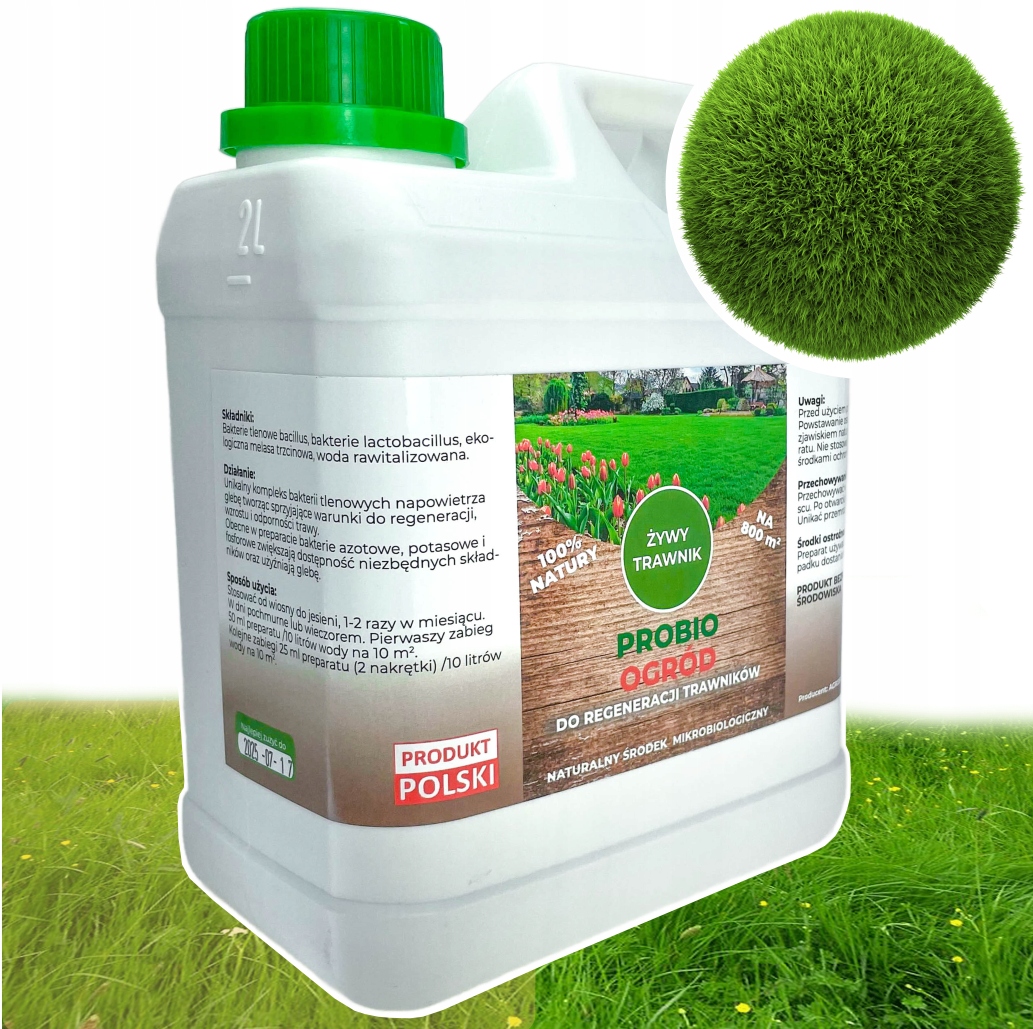Naturalny Środek Mikrobiologiczny "żywy Trawnik" Do Regeneracji Trawy 2L