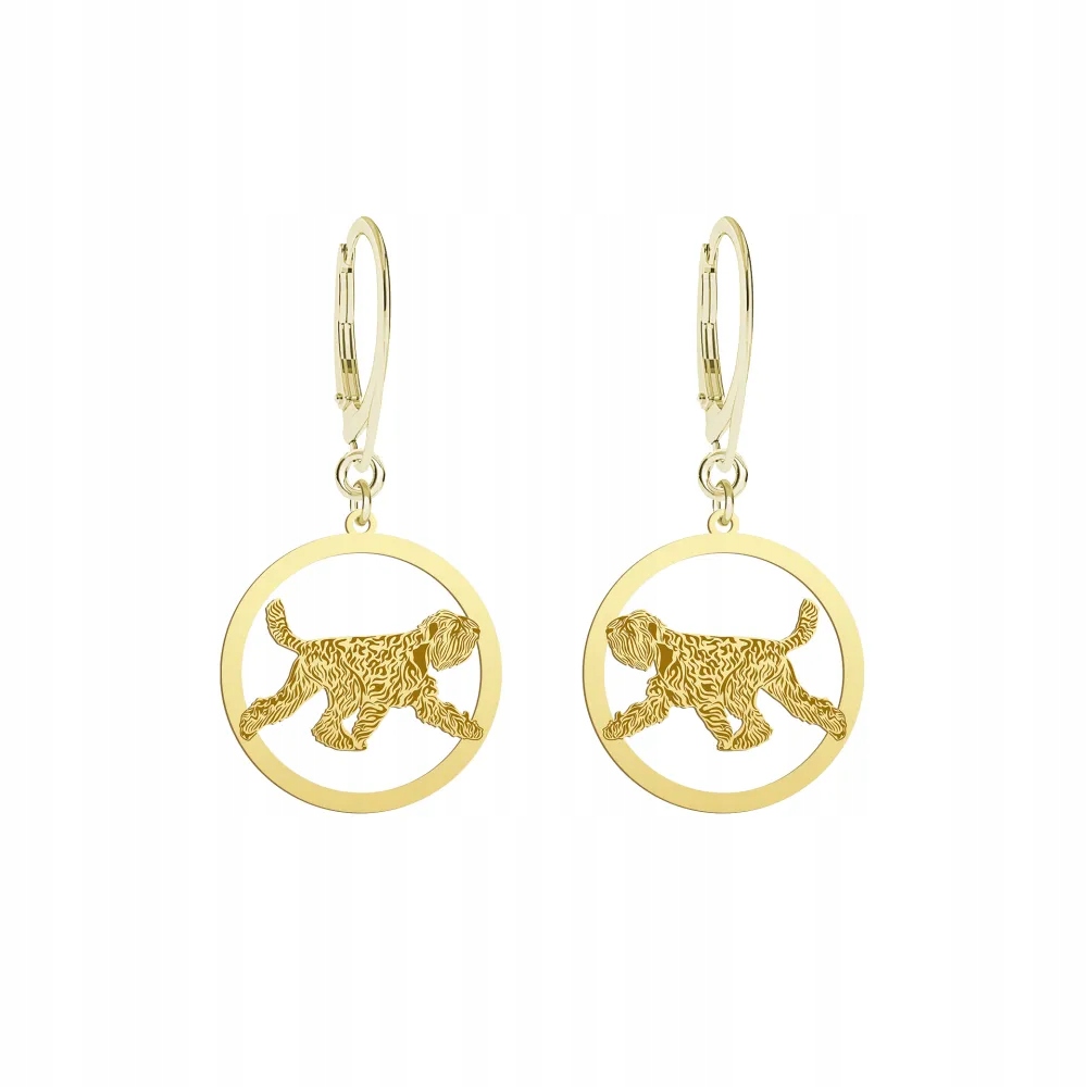 Náušnice Zlaté s černým ruským teriérem 925 Žena Věnování Gravírování Bonus