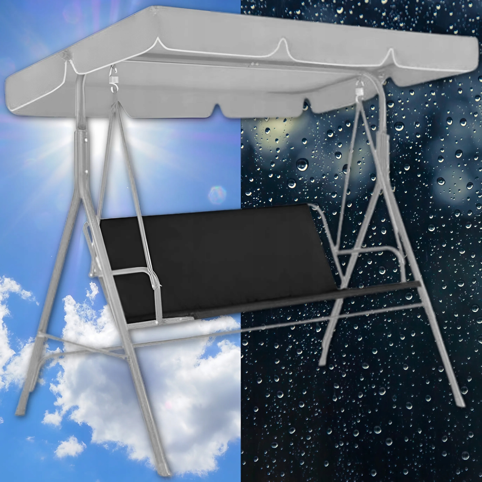 MATERIAŁ SIEDZISKA HUŚTAWKA PODKŁADKA DO HUŚTAWKI SIEDZISKO CZARNY 114CM Styl tradycyjny