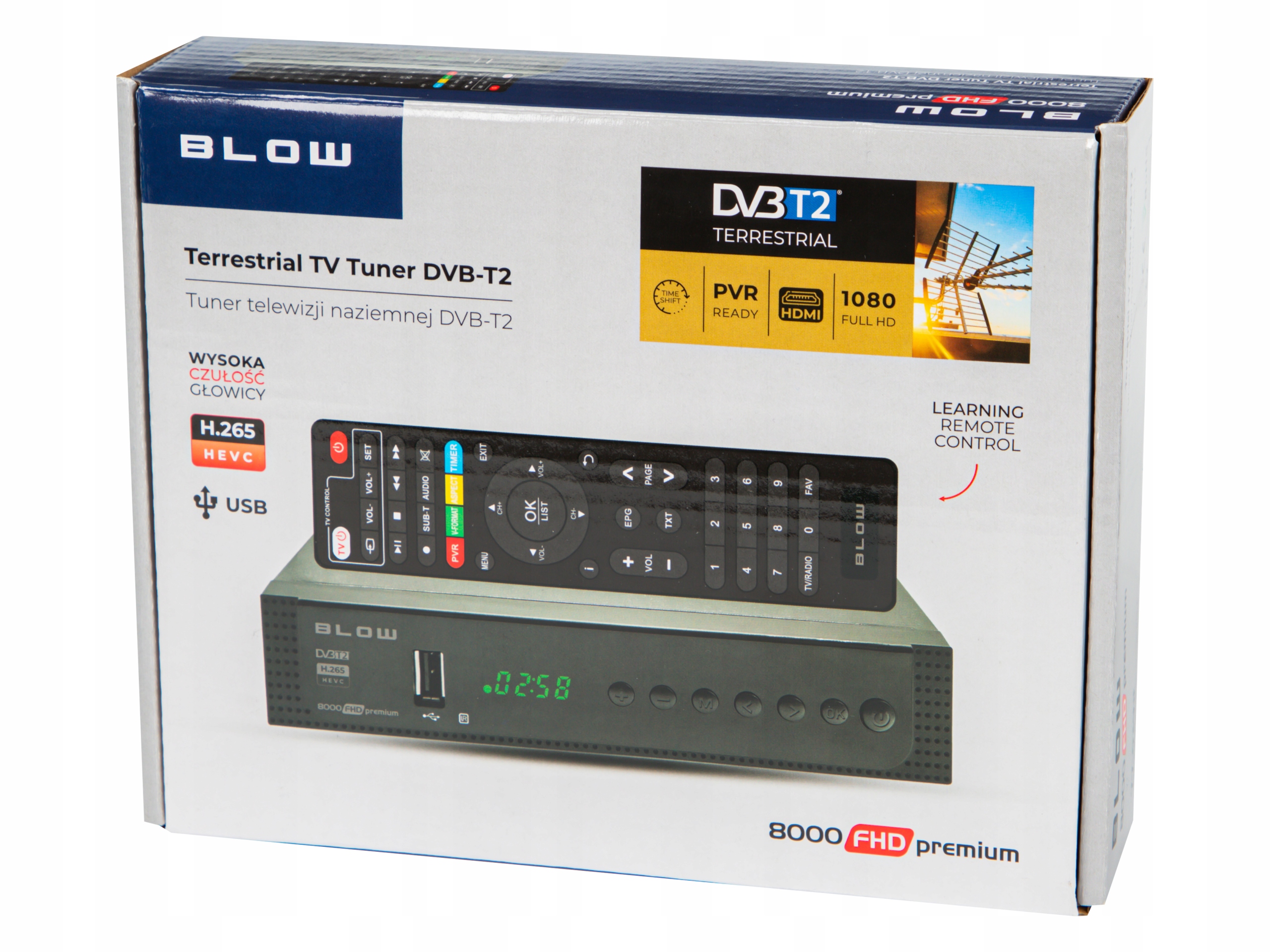 TUNER DEKODER DVB-T2 TV NAZIEMNEJ H.265 HEVC FULL HD PREMIUM PILOT BATERIE Rodzaj tunera DVB-T2