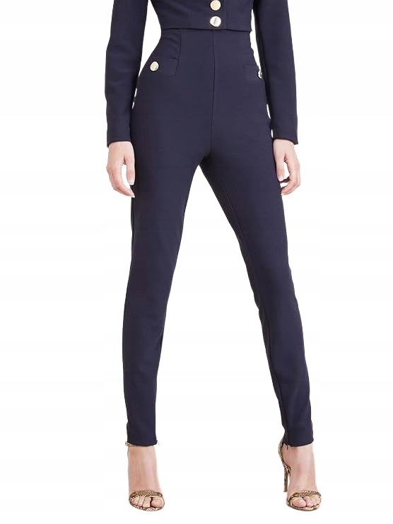 Marciano Guess Tmavě Modré Elegantní Doutníkové Kalhoty S Vysokým Pasem 44 Gga