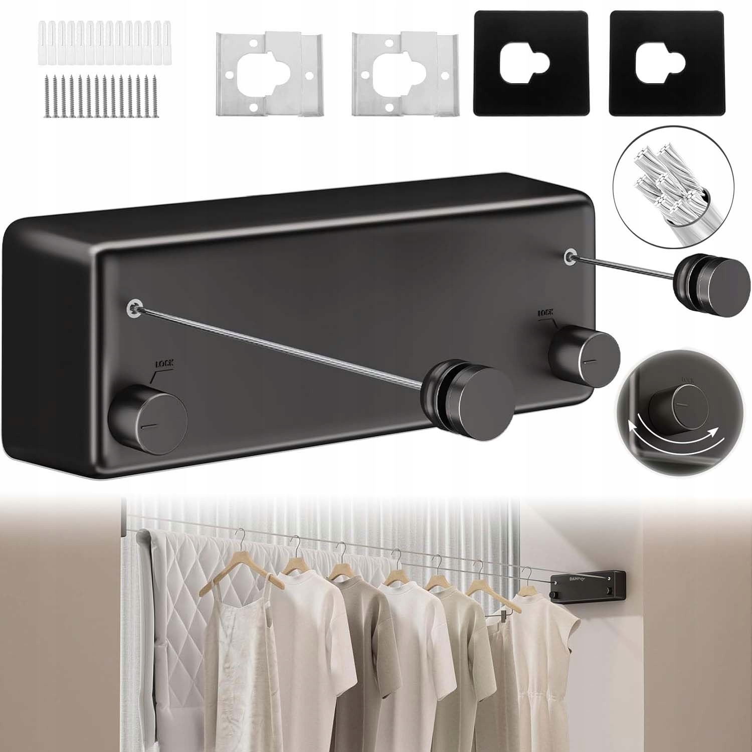 Levně Výsuvná Prádelní Šňůra, Rolovací Šňůra Pro Sušení Prádla, Montáž Na Stěnu