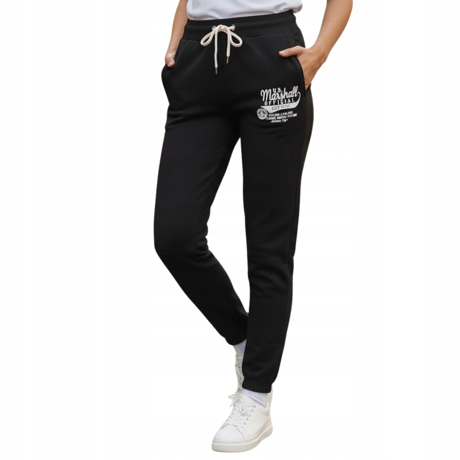 Kalhoty Us. Marshall teplákové bavlněné joggery, zateplené, černé vel. 3/L