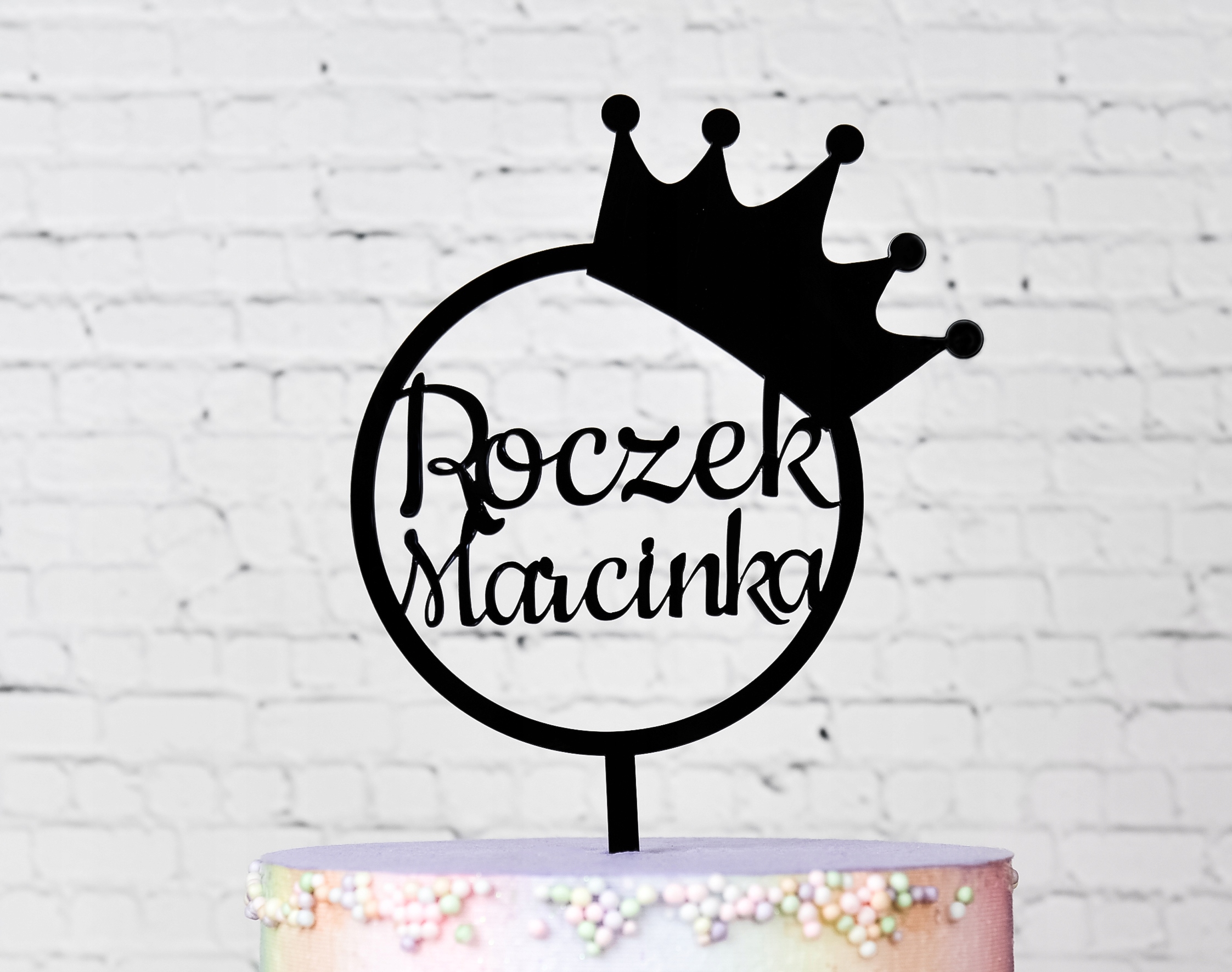 Czarny topper na tort Roczek TUC-10 Marka Dekor Laser