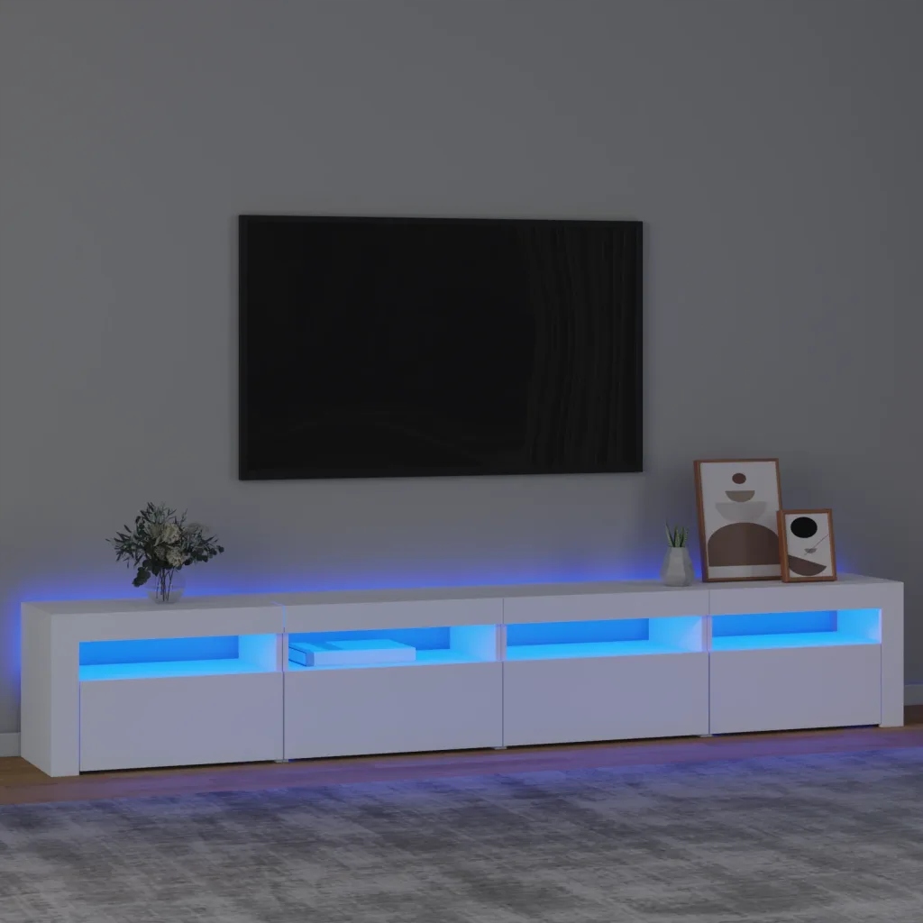Petrashop Tv skříňka s Led osvětlením bílá 240x35x40 cm Bílá 3152762