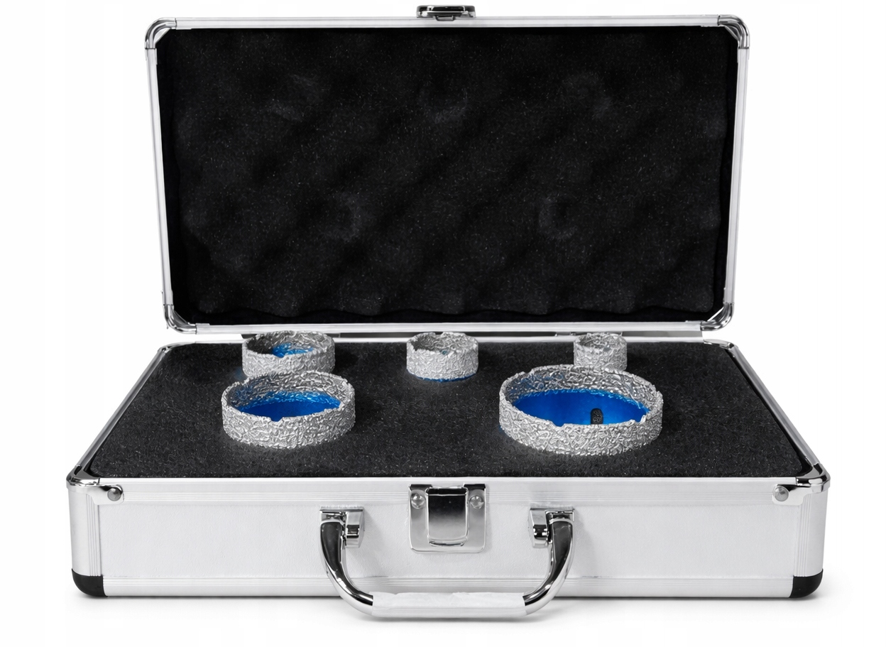 Sada Diamantových Děrovaček Pro Sintrovací Gres 25,35,45,55,68 Kufr