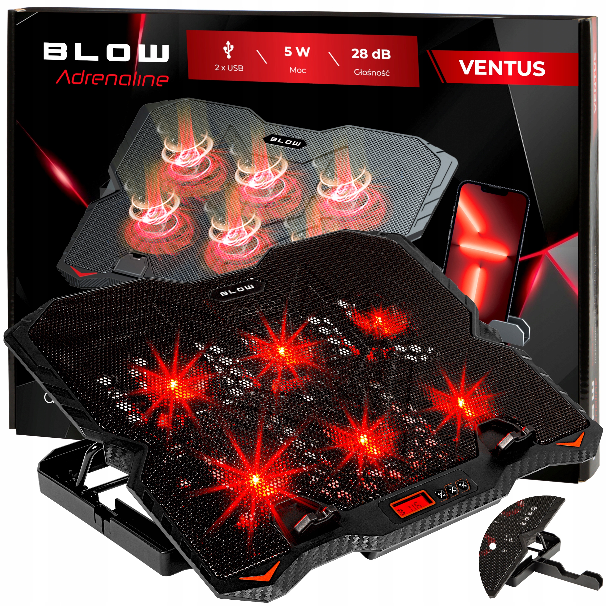 PODSTAWKA PODKŁADKA CHŁODZĄCA POD LAPTOPA 15,6' GAMINGOWA DUŻA LED HUB USB