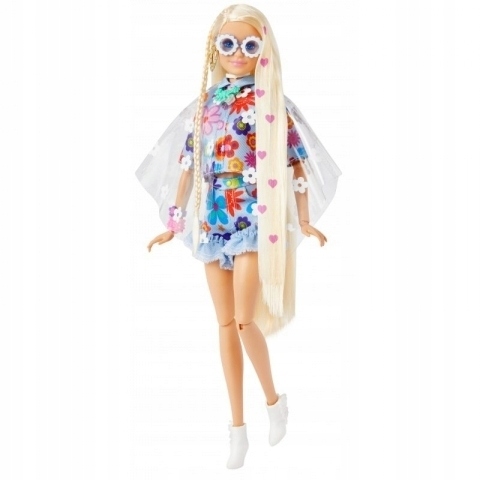 Barbie Extra Komplet w kwiatki, blond włosy (GRN27/HDJ45)-Zdjęcie-0