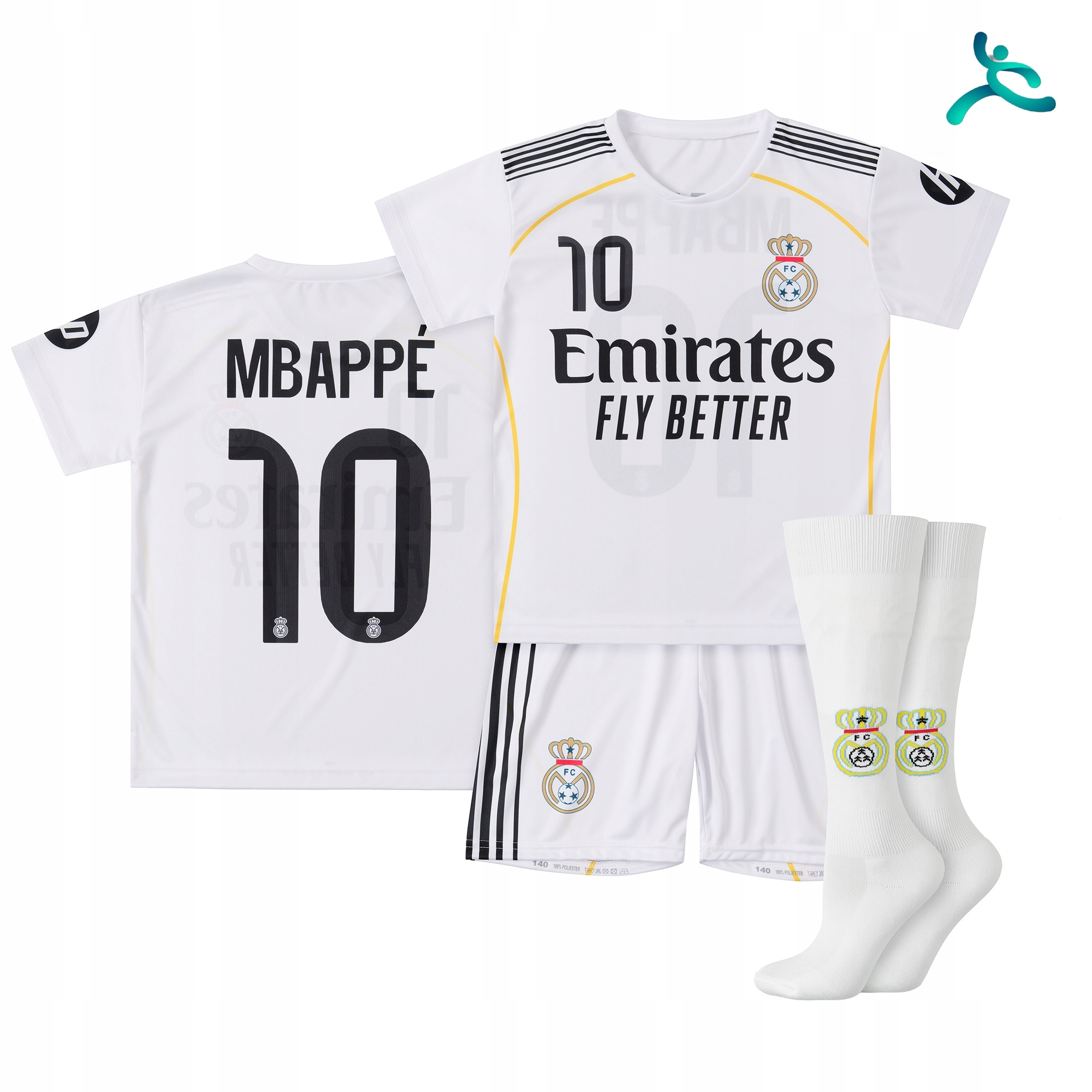Strój komplet piłkarski getry Mbappe rozm. 152