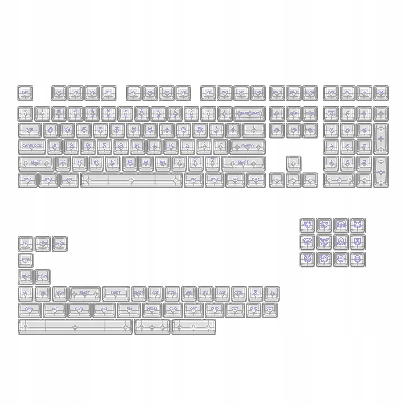 Akko Asa Clear Keycaps Pbt 155 klawiszy Pc Full Transparent Purple Chracter