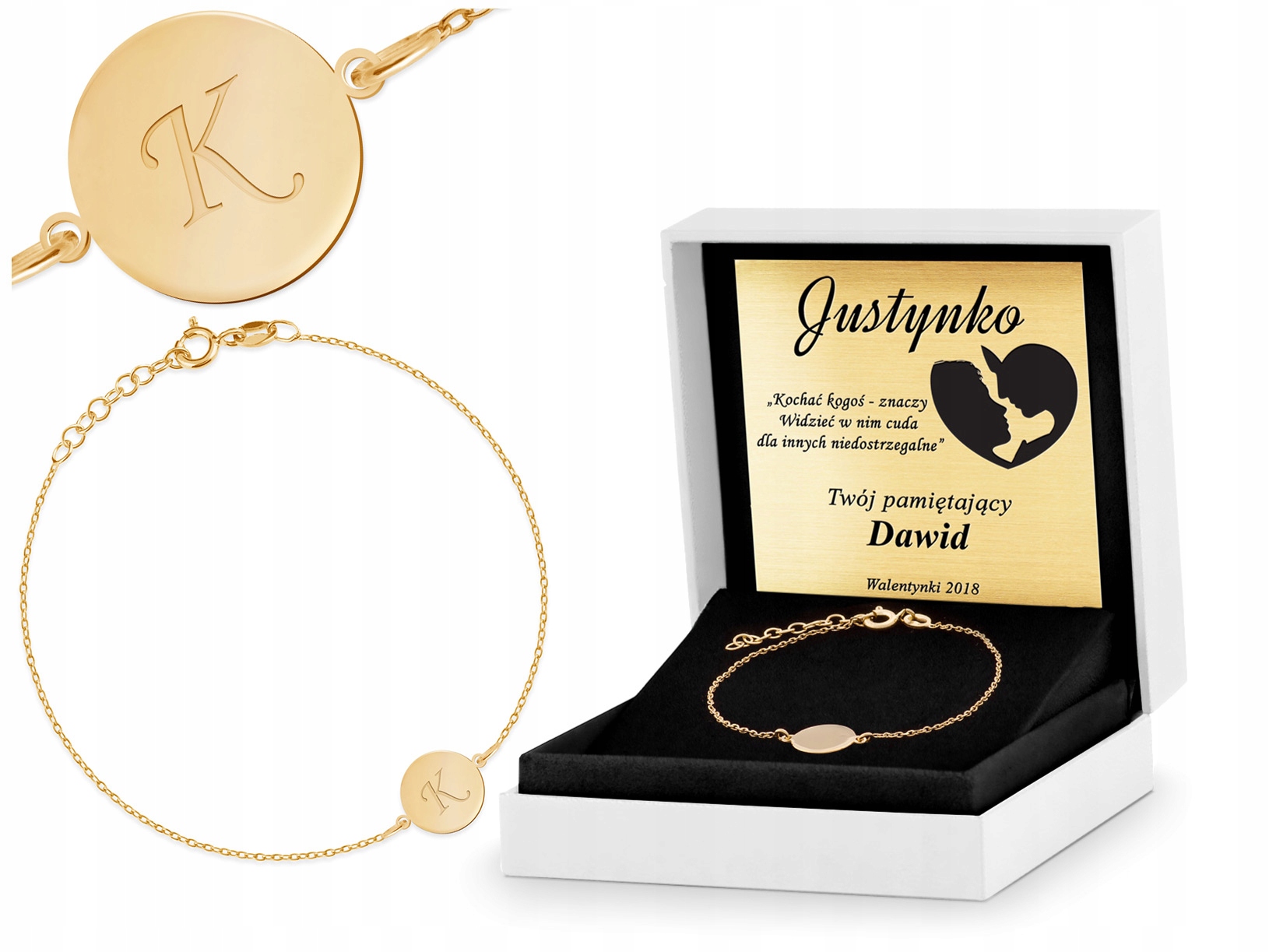 

Bransoletka Srebrna Złocona Celebrytka Grawer