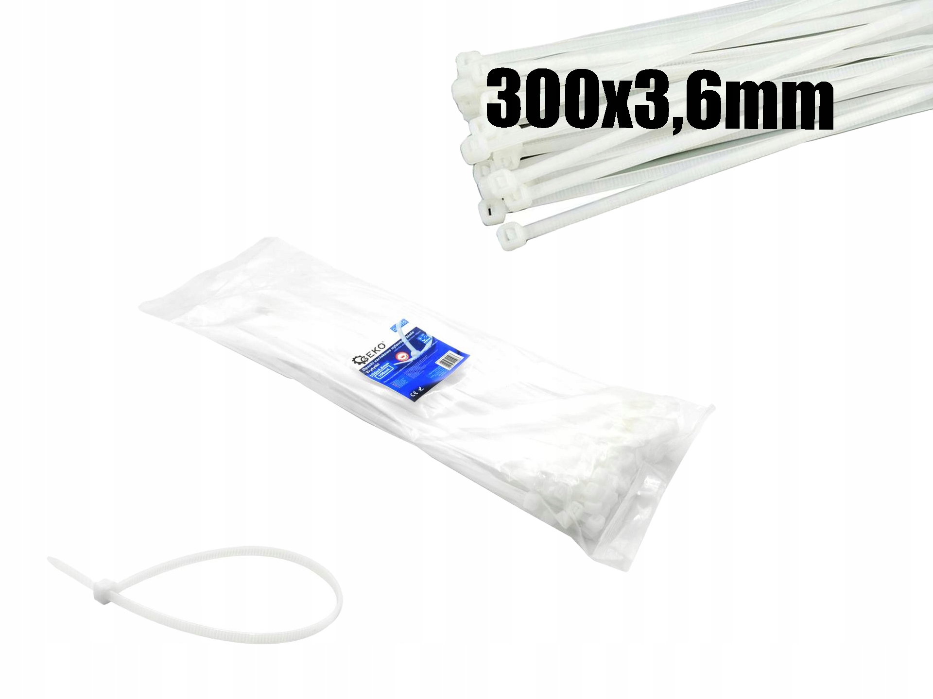 Opaski Zaciskowe Trytytki 300x3,6mm 100szt. Białe