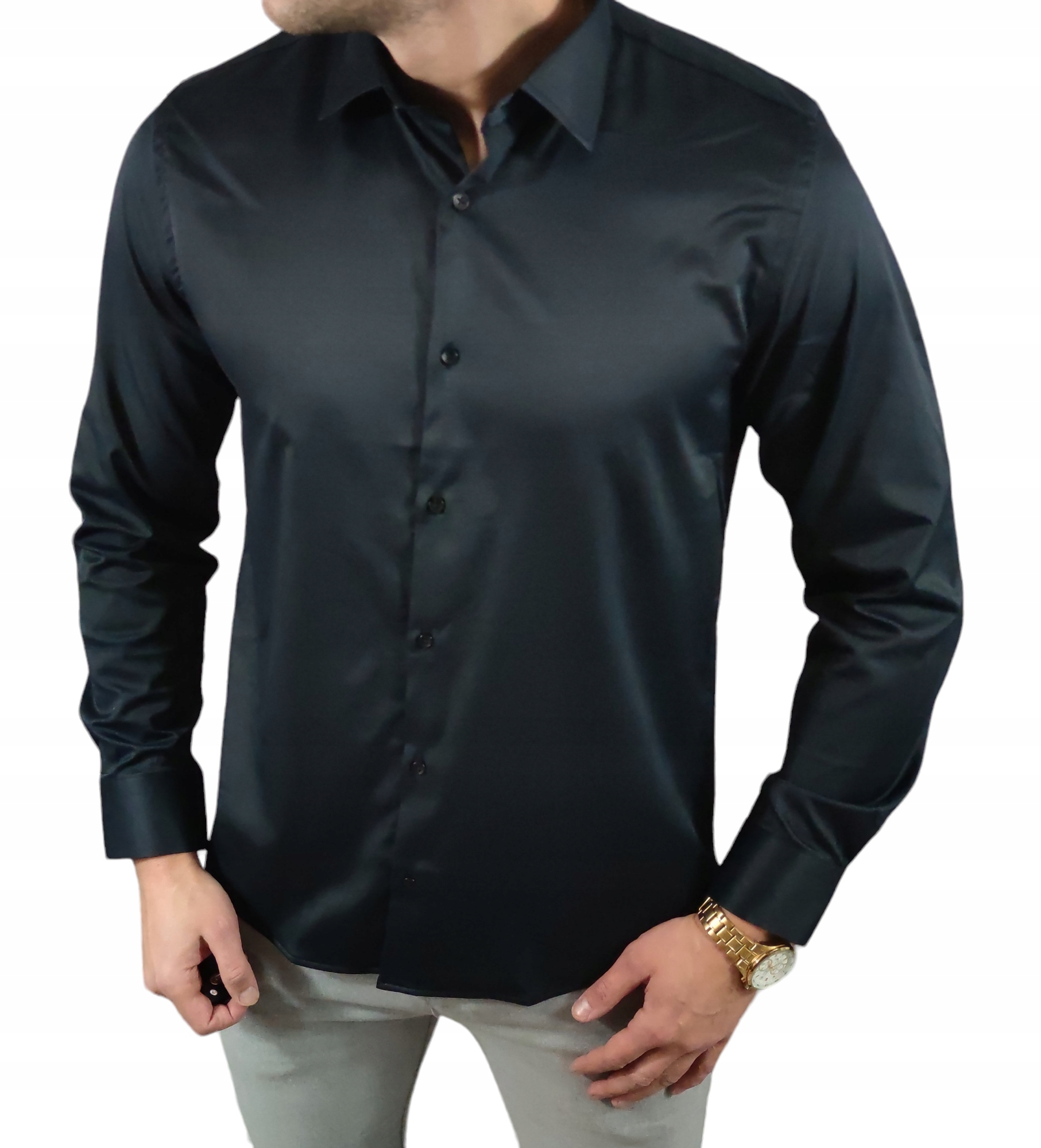 Klasická košile střih regular černá elegantní ESP025 XL